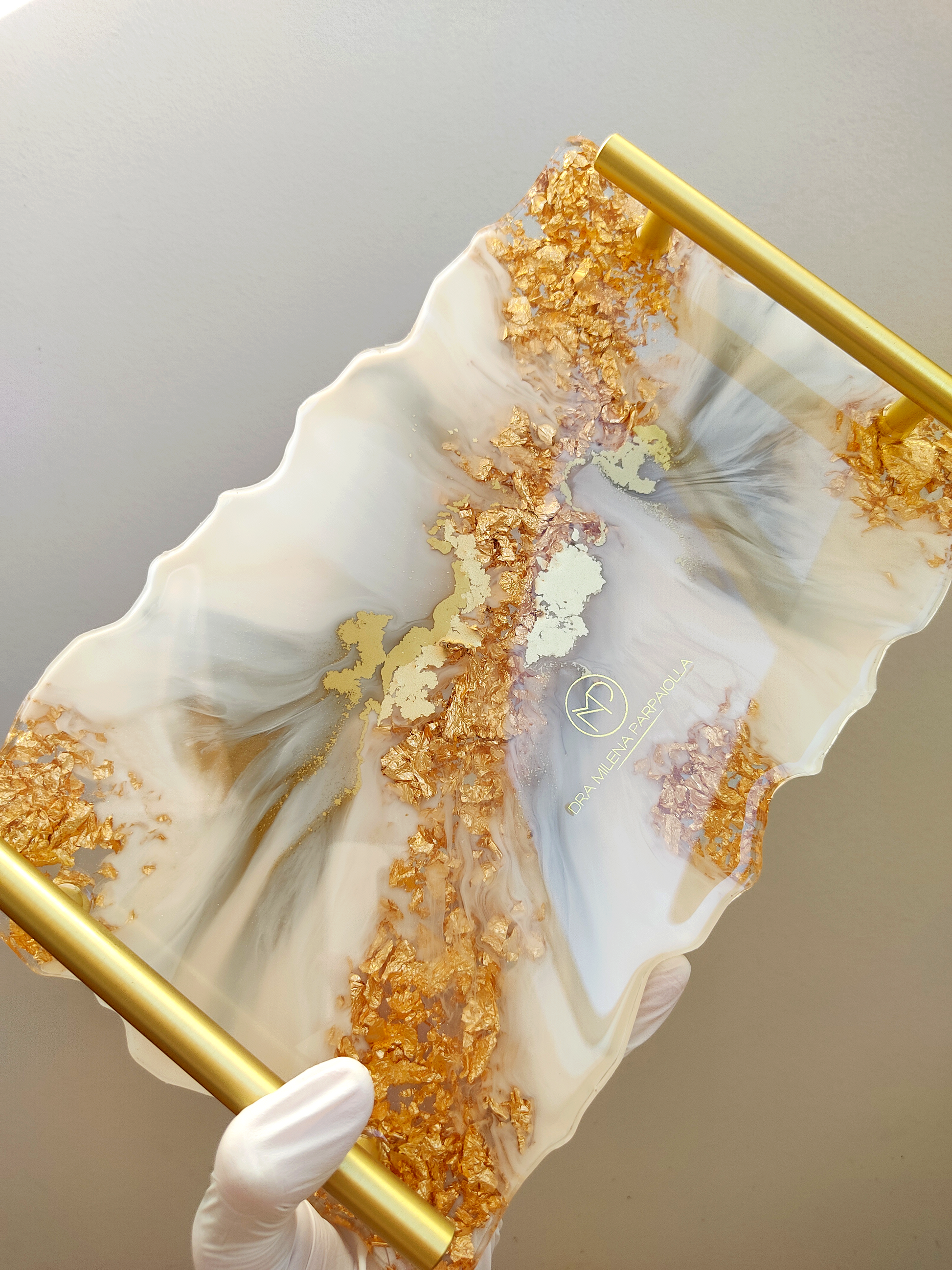 Bandeja Retangular M | Linha Fleur Gold