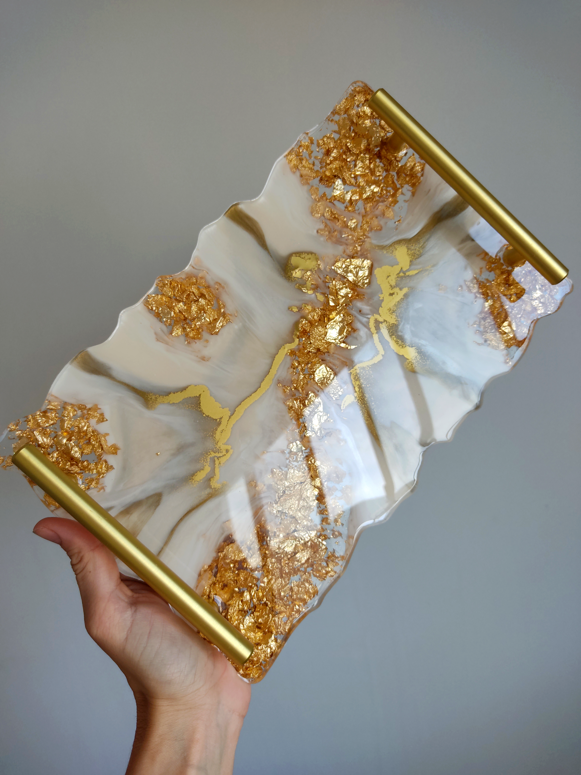 Bandeja Retangular M | Linha Fleur Gold