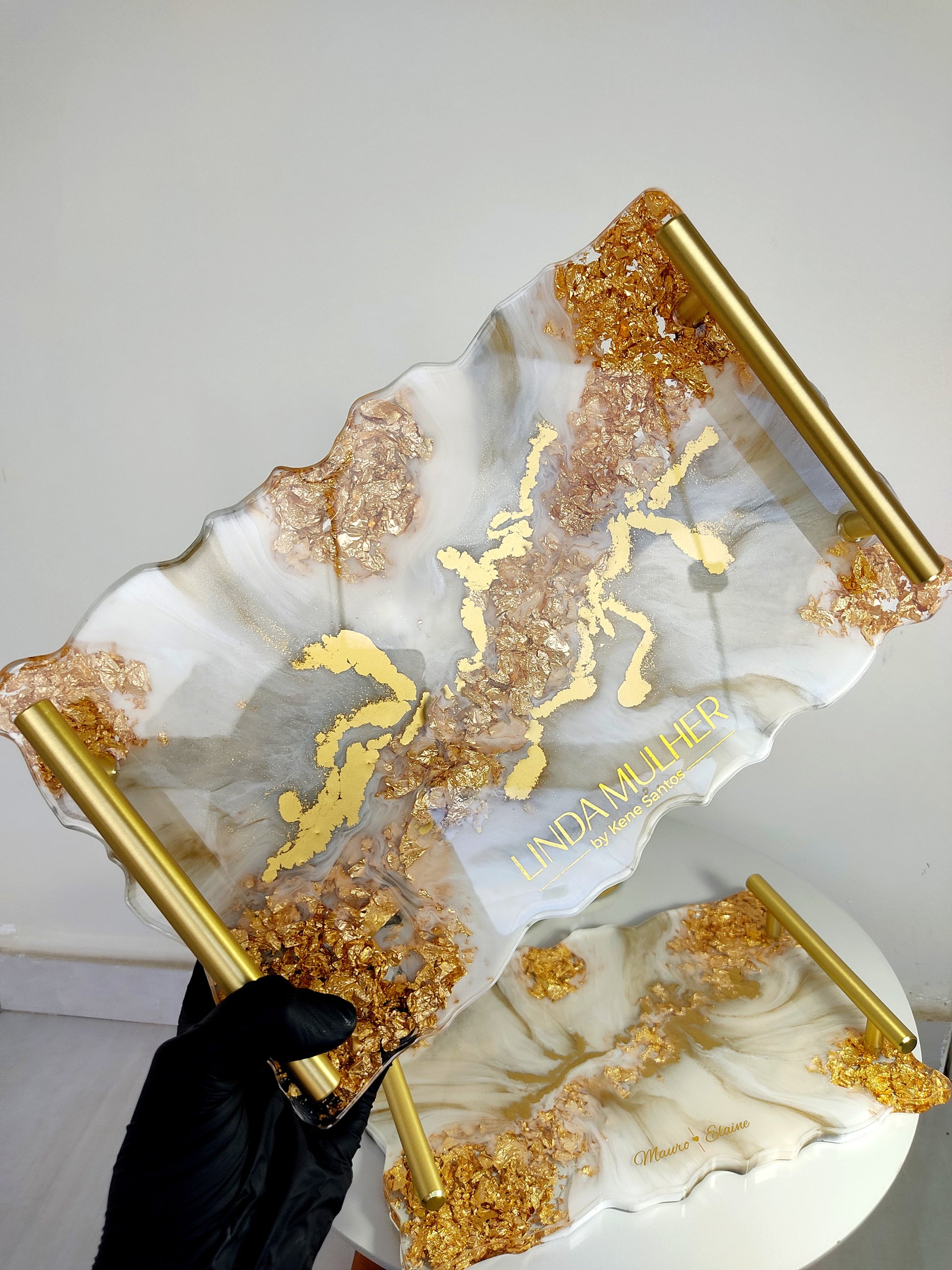 Bandeja Retangular M | Linha Fleur Gold