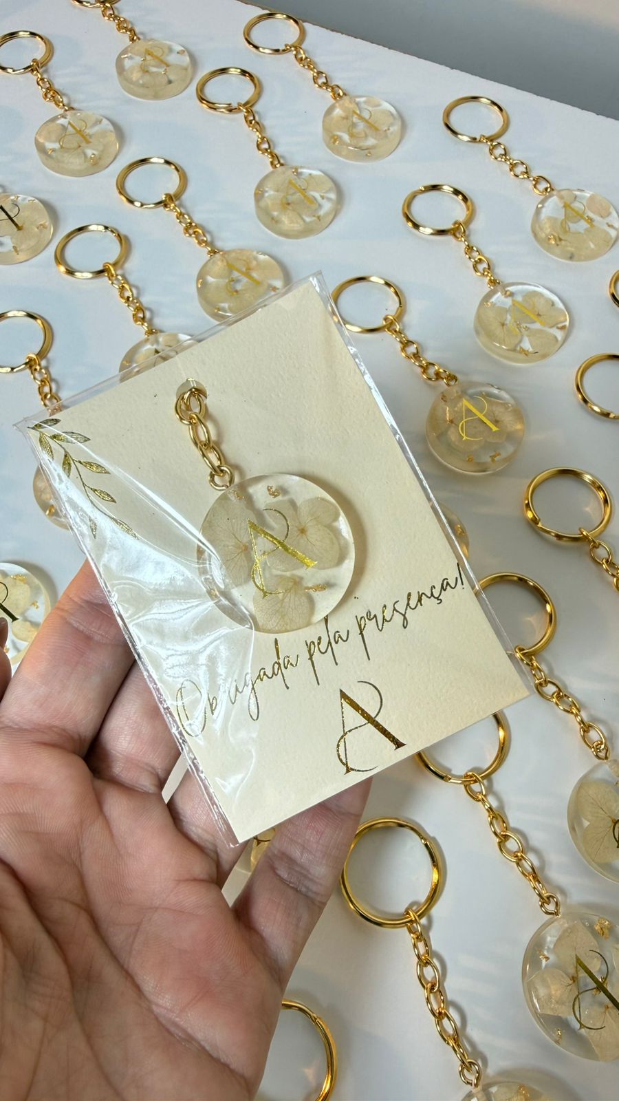 Chaveiro Essence Gold | Com flores naturais