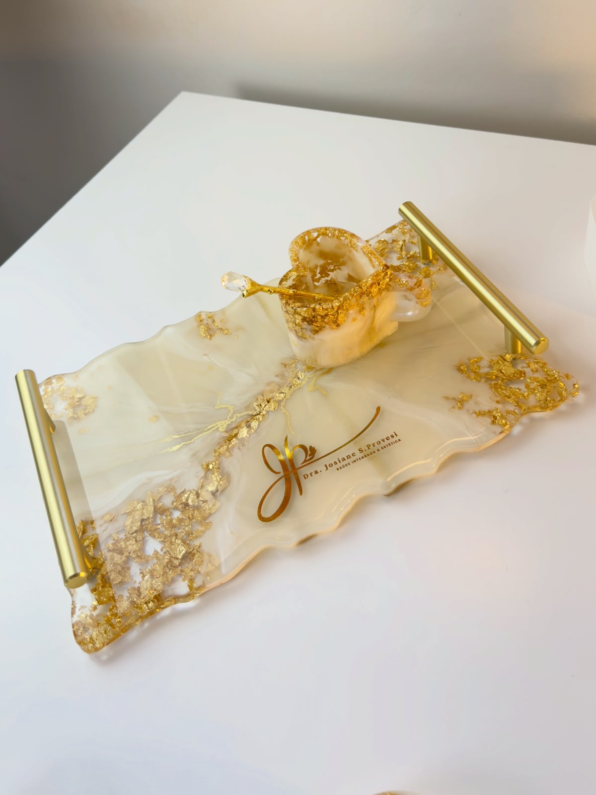 Bandeja Retangular M | Linha Fleur Gold